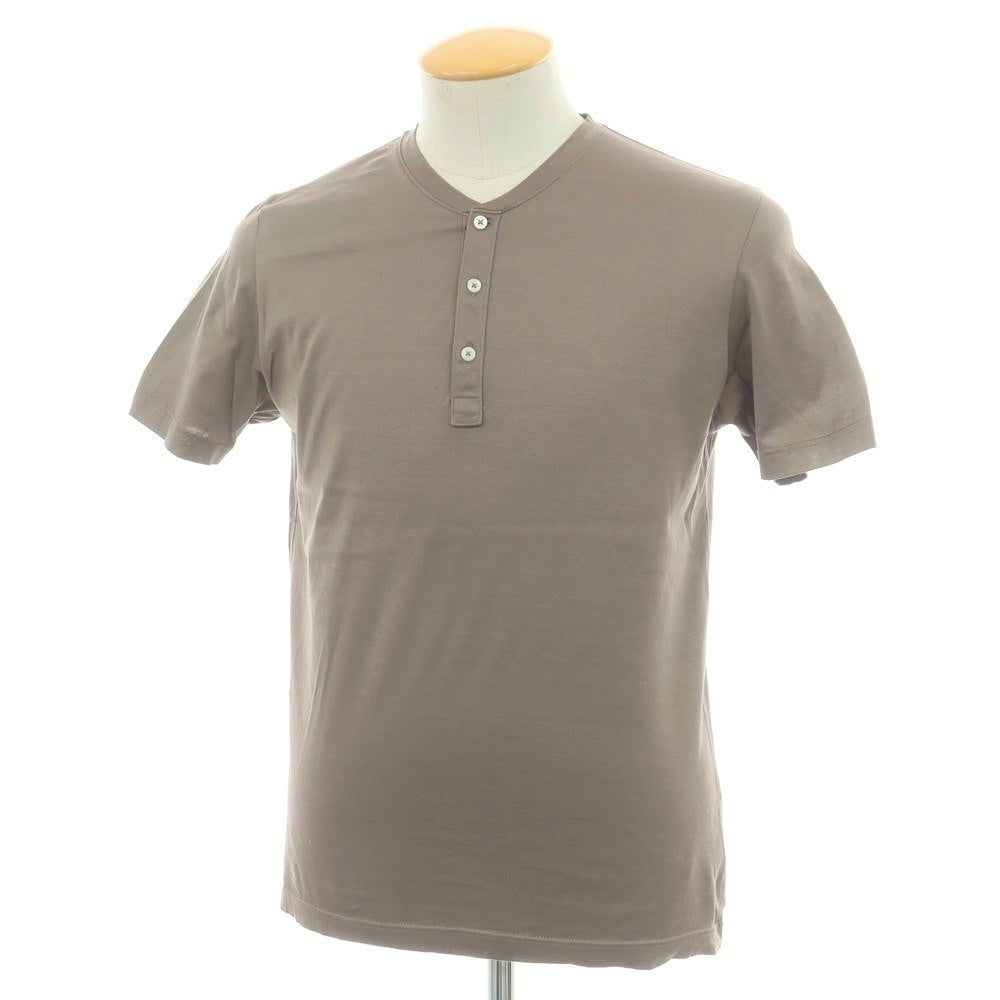 【中古】グランサッソ GRAN SASSO コットン ヘンリーネック 半袖Tシャツ アッシュブラウン【 44 】【 状態ランクB 】【 メンズ 】