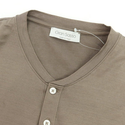 【中古】グランサッソ GRAN SASSO コットン ヘンリーネック 半袖Ｔシャツ アッシュブラウン【 44 】【 状態ランクB 】【 メンズ 】