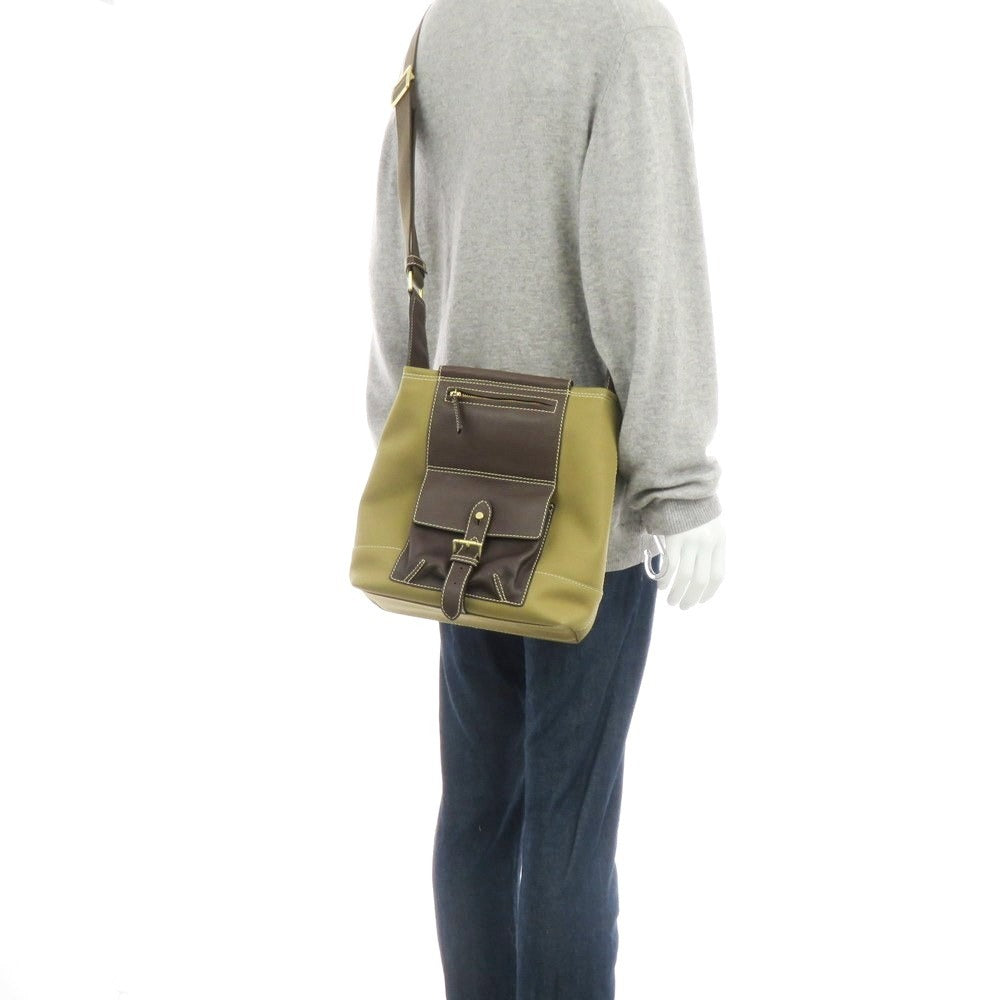 【中古】ハンティングワールド HUNTING WORLD サファリ キャンバス ショルダーバッグ ライトオーカー【 状態ランクB 】【 メンズ 】