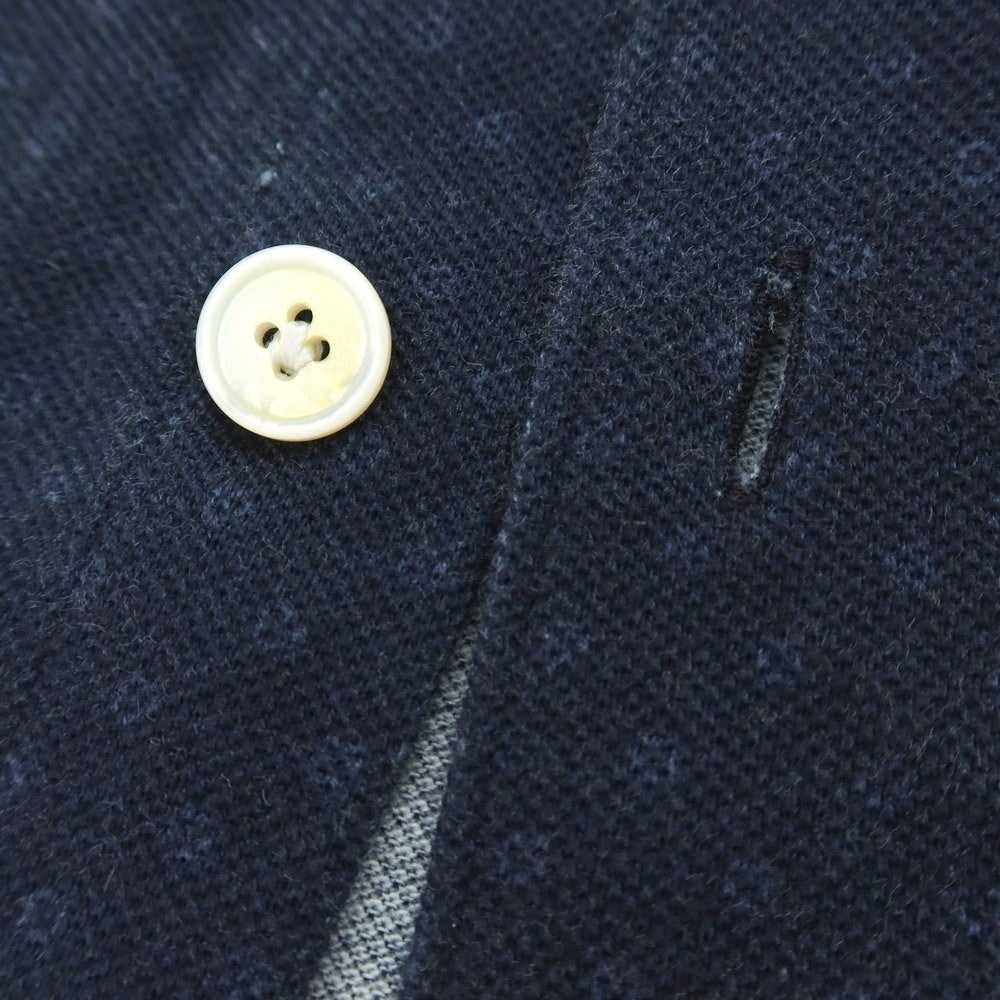 【中古】フィナモレ Finamore コットン ジャージー ドット プリント ワイドカラー カジュアルシャツ ネイビーxブルー【サイズ39】【 状態ランクD 】【 メンズ 】