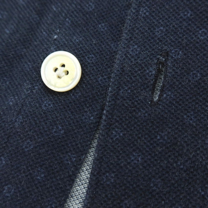 【中古】フィナモレ Finamore コットン ジャージー ドット プリント ワイドカラー カジュアルシャツ ネイビーxブルー【サイズ39】【 状態ランクD 】【 メンズ 】