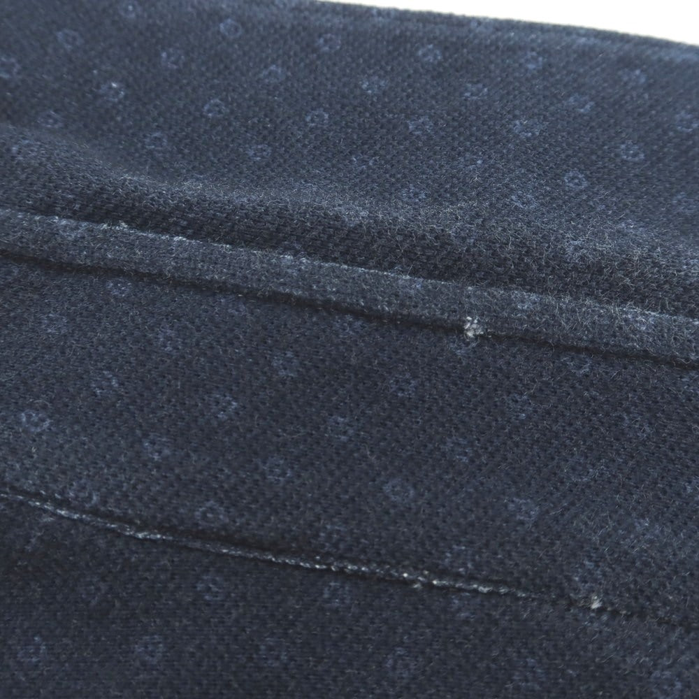 【中古】フィナモレ Finamore コットン ジャージー ドット プリント ワイドカラー カジュアルシャツ ネイビーxブルー【サイズ39】【 状態ランクD 】【 メンズ 】