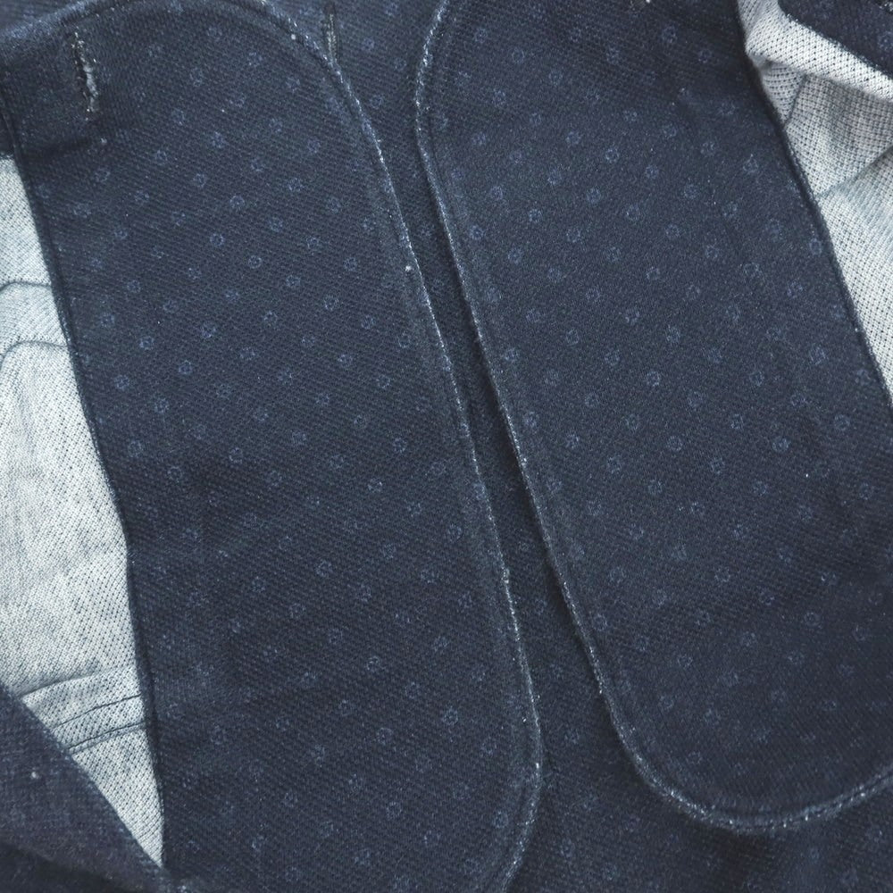 【中古】フィナモレ Finamore コットン ジャージー ドット プリント ワイドカラー カジュアルシャツ ネイビーxブルー【サイズ39】【 状態ランクD 】【 メンズ 】