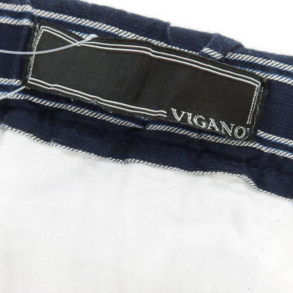 【中古】ヴィガーノ VIGANO コットンリネン ストライプ イージーパンツ ネイビーxホワイト【 46 】【 状態ランクC 】【 メンズ 】