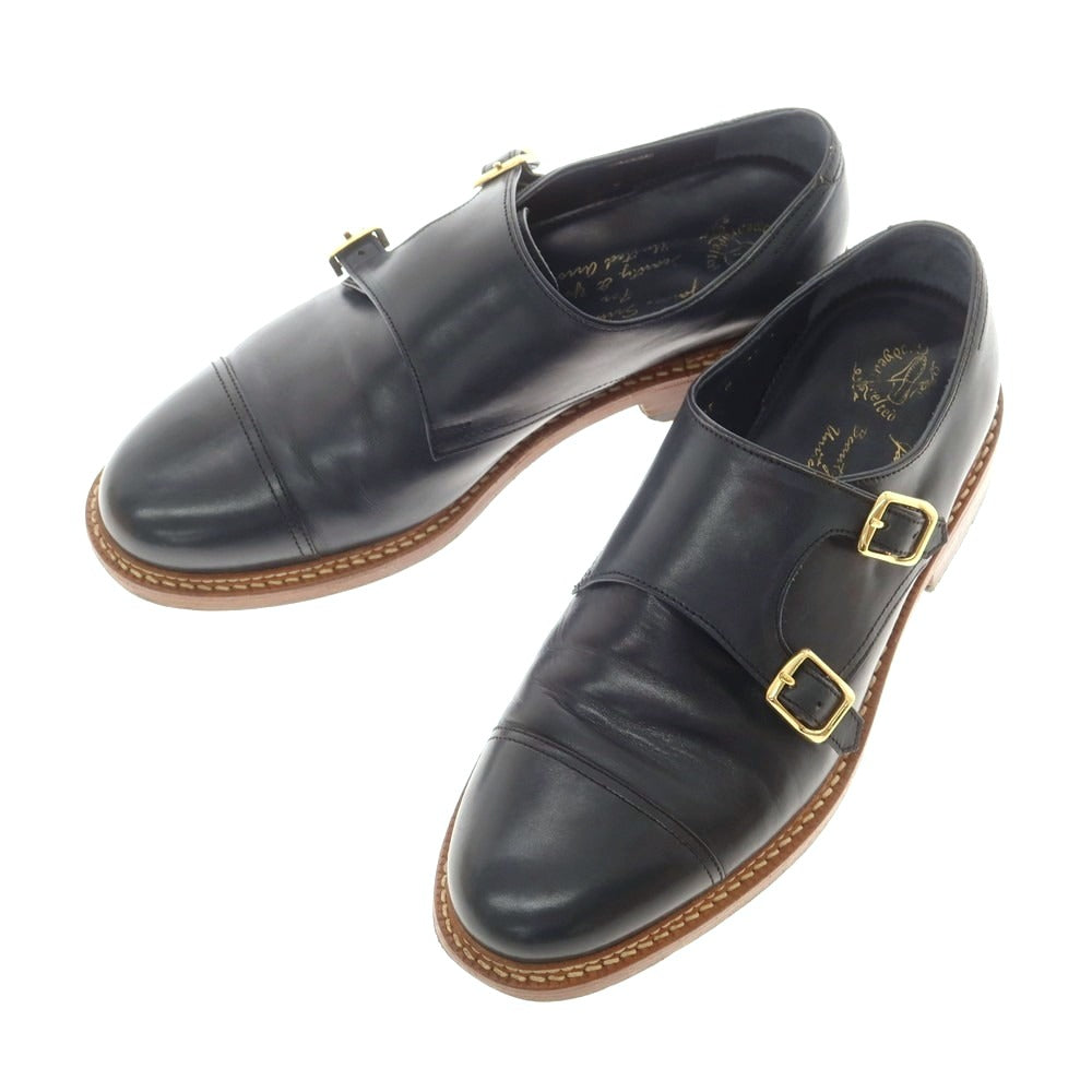 【中古】ジャランスリウァヤ JALAN SRIWIJAYA BEAUTY&amp;YOUTH別注 ダブルモンク ドレスシューズ ネイビー【 サイズ7 】【 状態ランクC 】【 メンズ 】 [BPD]