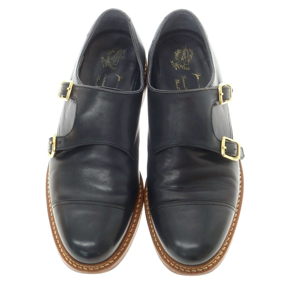 【中古】ジャランスリウァヤ JALAN SRIWIJAYA BEAUTY&amp;YOUTH別注 ダブルモンク ドレスシューズ ネイビー【 7 】【 状態ランクC 】【 メンズ 】