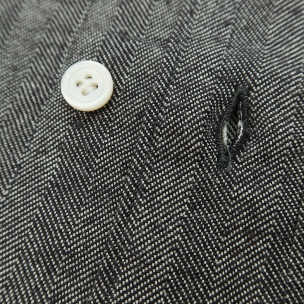 【中古】フィナモレ Finamore コットンウール ヘリンボーンストライプ ワイドカラー カジュアルシャツ グレー【サイズM】【 状態ランクA 】【 メンズ 】