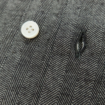 【中古】フィナモレ Finamore コットンウール ヘリンボーンストライプ ワイドカラー カジュアルシャツ グレー【サイズM】【 状態ランクA 】【 メンズ 】