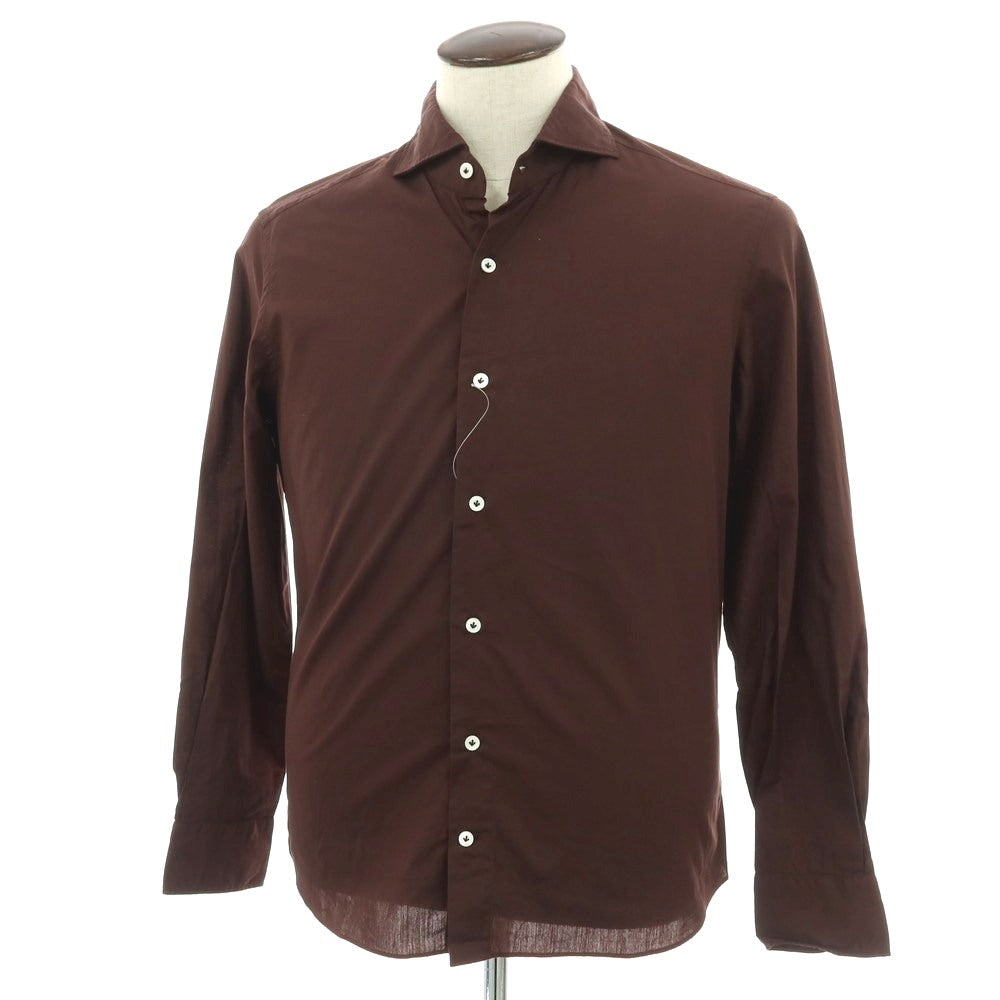 【中古】ジャンネット giannetto コットン ホリゾンタルカラー カジュアルシャツ ブラウン【サイズ41】【 状態ランクB 】【 メンズ 】