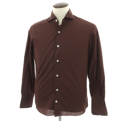 【中古】ジャンネット giannetto コットン ホリゾンタルカラー カジュアルシャツ ブラウン【サイズ41】【 状態ランクB 】【 メンズ 】