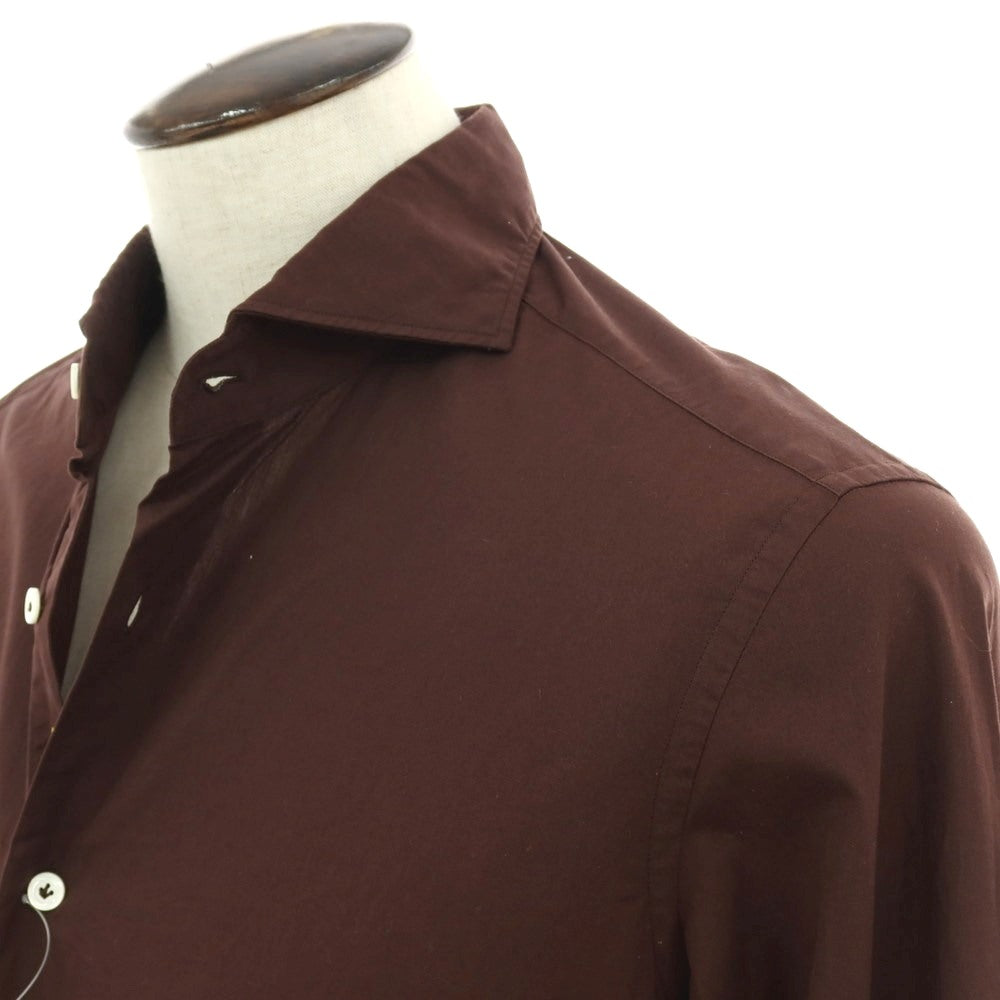 【中古】ジャンネット giannetto コットン ホリゾンタルカラー カジュアルシャツ ブラウン【サイズ41】【 状態ランクB 】【 メンズ 】