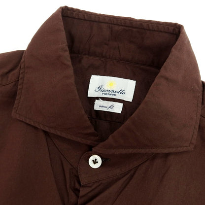 【中古】ジャンネット giannetto コットン ホリゾンタルカラー カジュアルシャツ ブラウン【サイズ41】【 状態ランクB 】【 メンズ 】