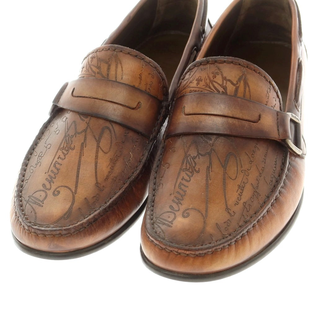 【中古】ベルルッティ Berluti カリグラフィ ローファー ブラウン【 7 1/2 】【 状態ランクB 】【 メンズ 】