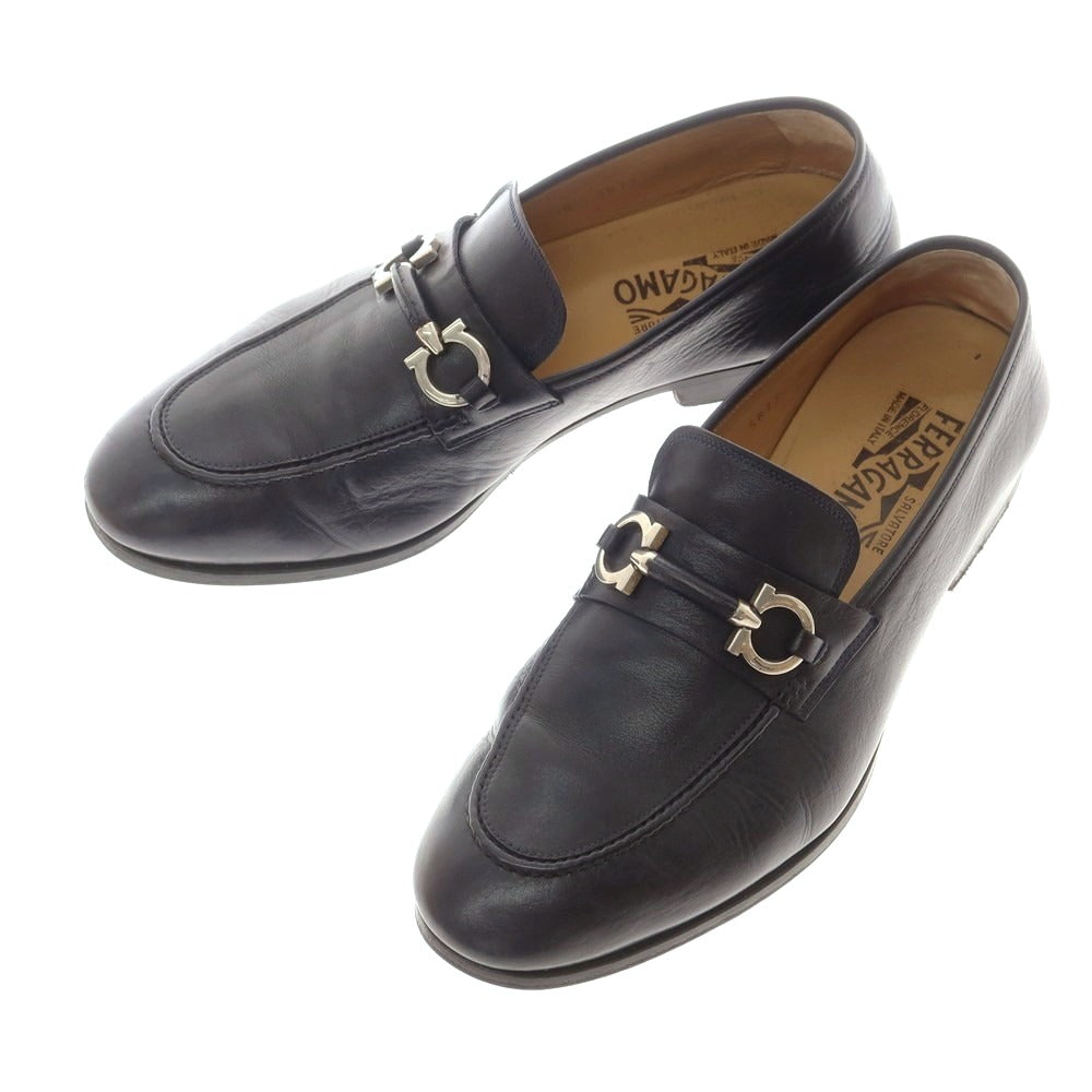 【中古】サルヴァトーレフェラガモ Salvatore Ferragamo ビットローファー ダークネイビー【サイズ8】【 状態ランクB 】【 メンズ 】[BPD]
