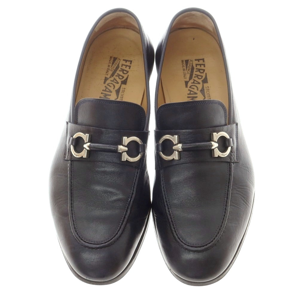 【中古】サルヴァトーレフェラガモ Salvatore Ferragamo ビットローファー ダークネイビー【サイズ8】【 状態ランクB 】【 メンズ 】[BPD]