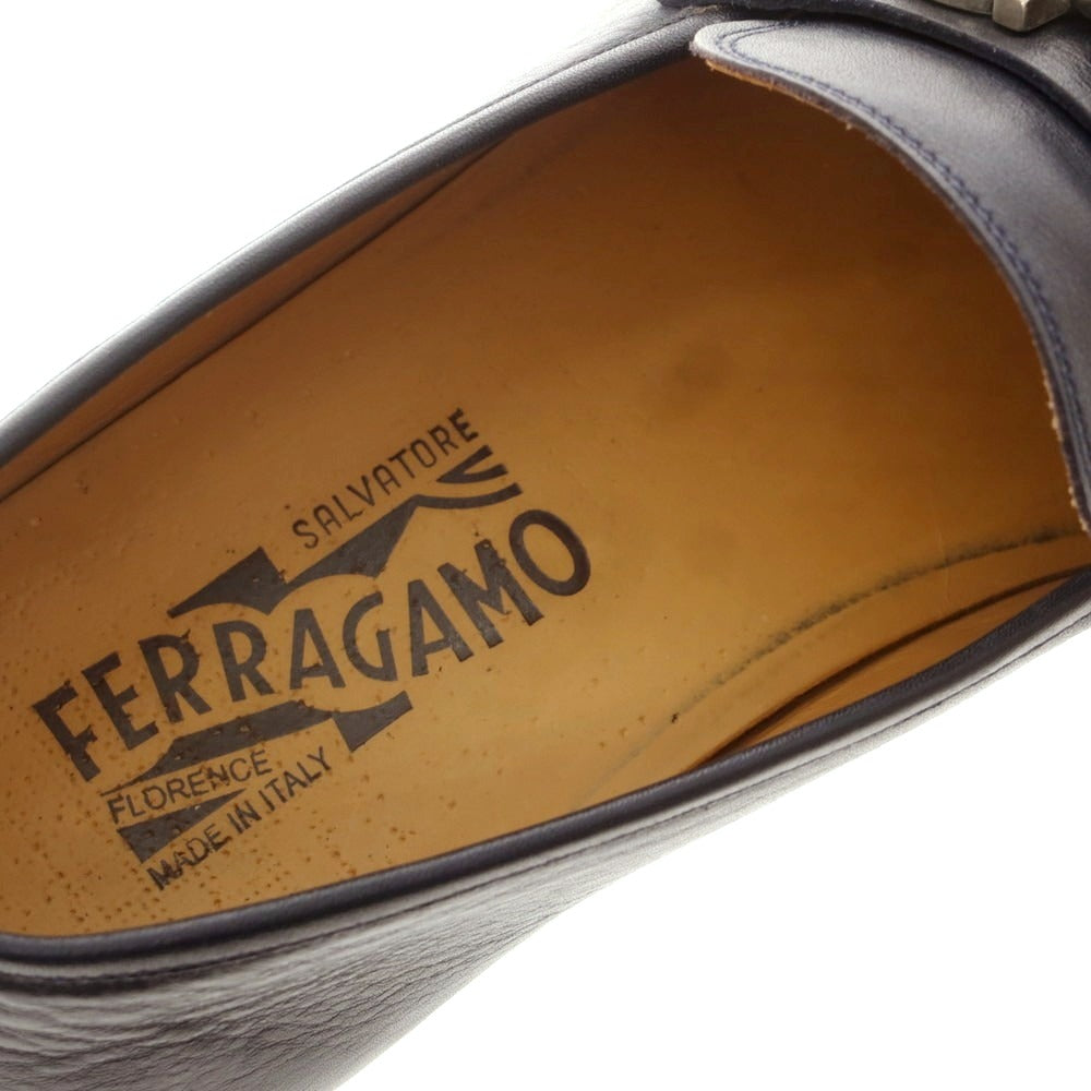 【中古】サルヴァトーレフェラガモ Salvatore Ferragamo ビットローファー ダークネイビー【サイズ8】【 状態ランクB 】【 メンズ 】[BPD]