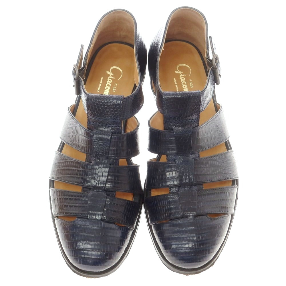 【中古】フラテッリジャコメッティ F.LLI Giacometti リザードレザー グルカサンダル ネイビー【 41 】【 状態ランクB 】【 メンズ 】