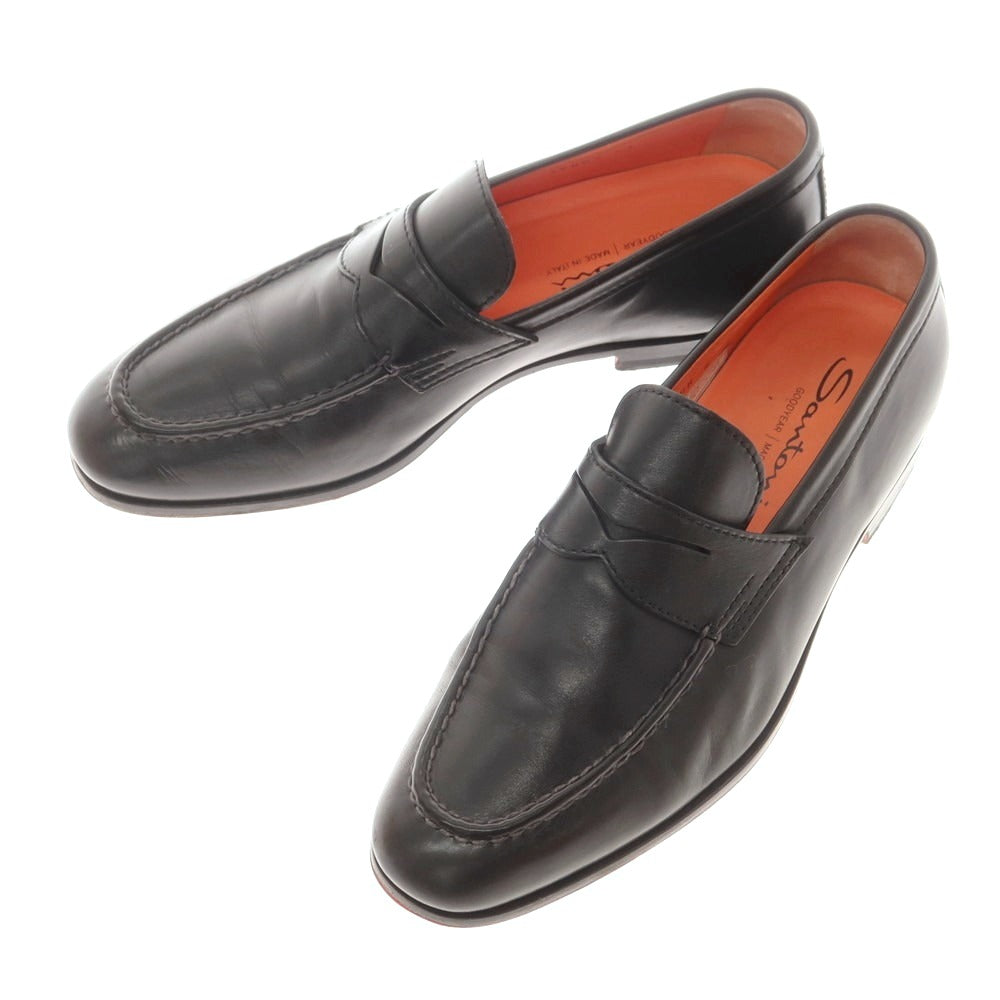 【中古】サントーニ Santoni コインローファー ブラック【 7 】【 状態ランクB 】【 メンズ 】
