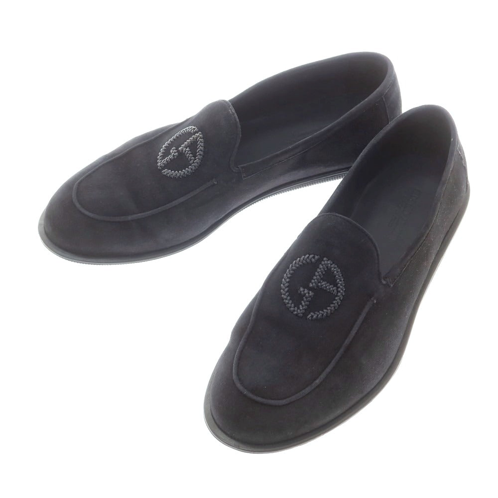 【中古】ジョルジオアルマーニ GIORGIO ARMANI スエード Uチップ スリッポン ダークネイビー【 サイズ7 】【 状態ランクA 】【 メンズ 】 [BPD]
