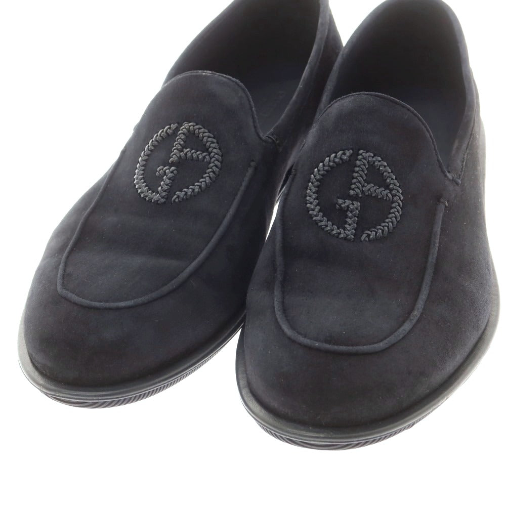 【中古】ジョルジオアルマーニ GIORGIO ARMANI スエード Uチップ スリッポン ダークネイビー【 サイズ7 】【 状態ランクA 】【 メンズ 】 [BPD]