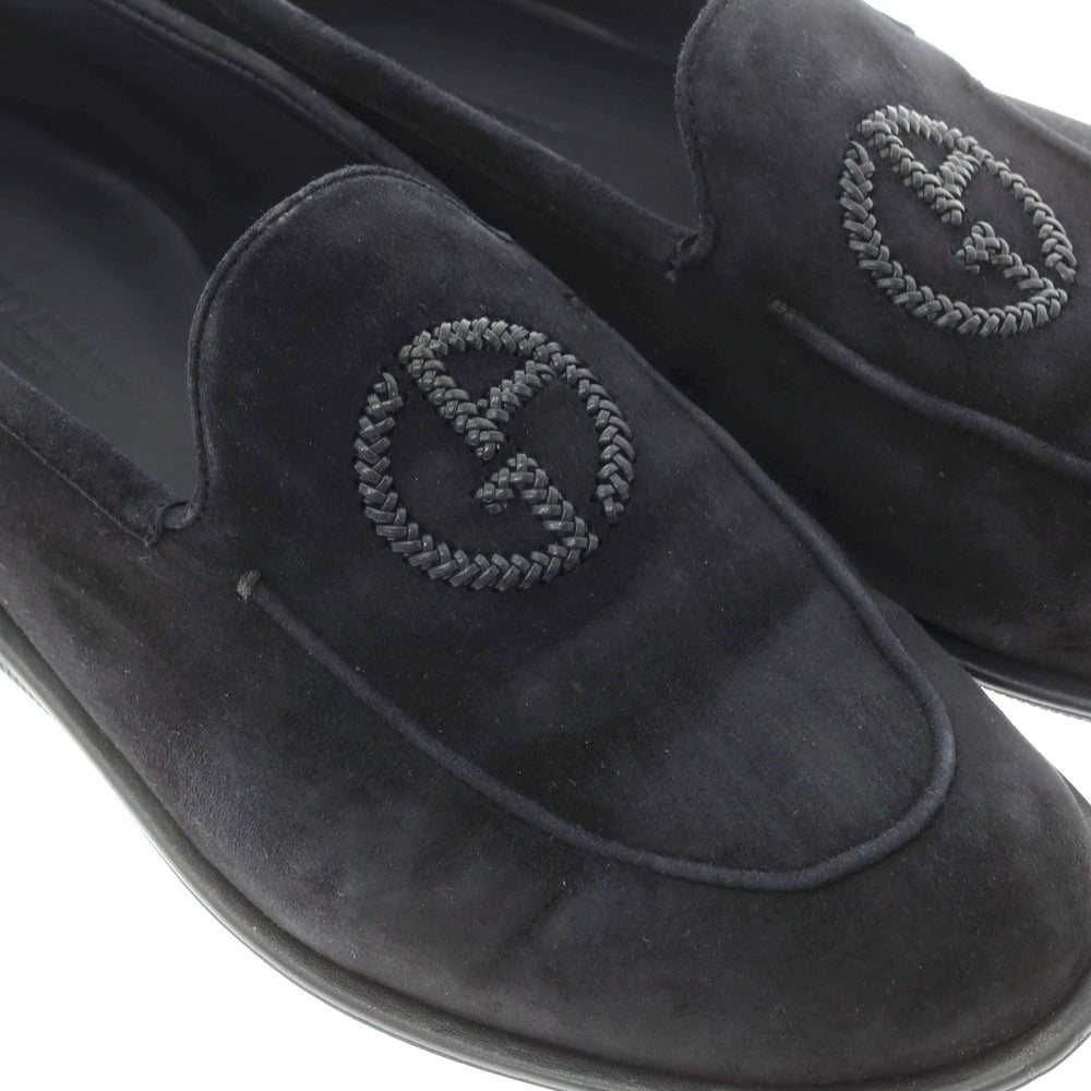 【中古】ジョルジオアルマーニ GIORGIO ARMANI スエード Uチップ スリッポン ダークネイビー【 サイズ7 】【 状態ランクA 】【 メンズ 】 [BPD]