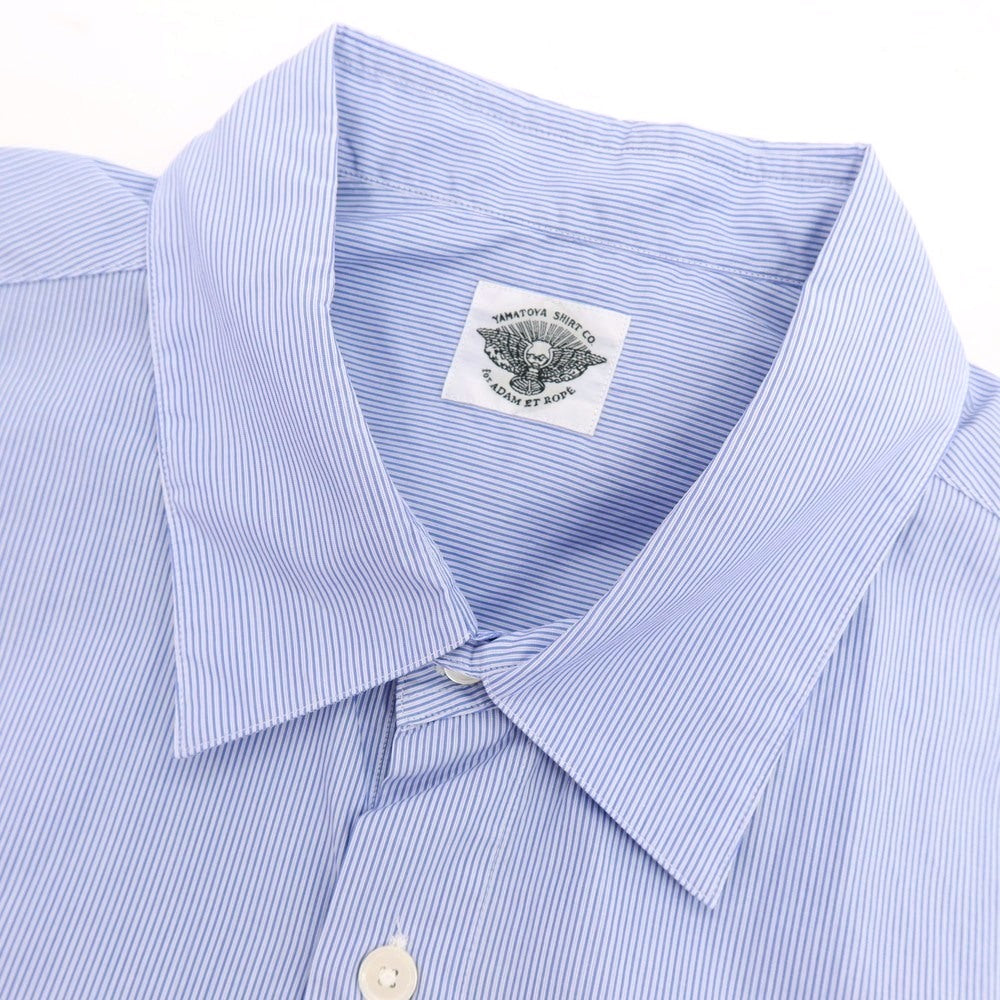 【中古】【未使用】ヤマトヤシャツ 大和屋シャツ adam et rope別注 コットン ストライプ レギュラーカラー カジュアルシャツ ブルーxホワイト【サイズL】【 状態ランクS 】【 メンズ 】