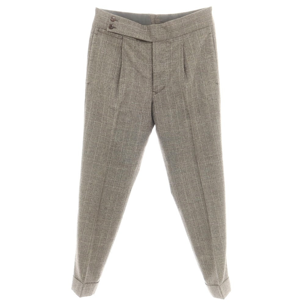 【中古】シャマット Sciamat ウール チェック ドレススラックスパンツ ウォームグレー系【 46 】【 状態ランクC 】【 メンズ 】