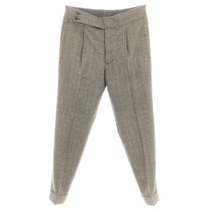 【中古】シャマット Sciamat ウール チェック ドレススラックスパンツ ウォームグレー系【 46 】【 状態ランクC 】【 メンズ 】