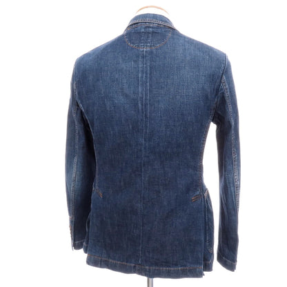 【中古】ラルディーニ LARDINI コットン デニム ダブル6B カジュアルジャケット ネイビーブルー【 44 】【 状態ランクB 】【 メンズ 】