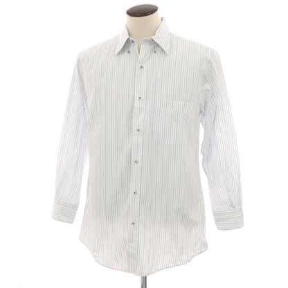 【中古】ニューヨーカー NEWYORKER コットン系 ストライプ ボタンダウン ドレスシャツ ホワイトxブルー【サイズXL】【 状態ランクB 】【 メンズ 】