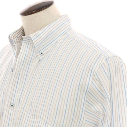 【中古】ニューヨーカー NEWYORKER コットン系 ストライプ ボタンダウン ドレスシャツ ホワイトxブルー【サイズXL】【 状態ランクB 】【 メンズ 】