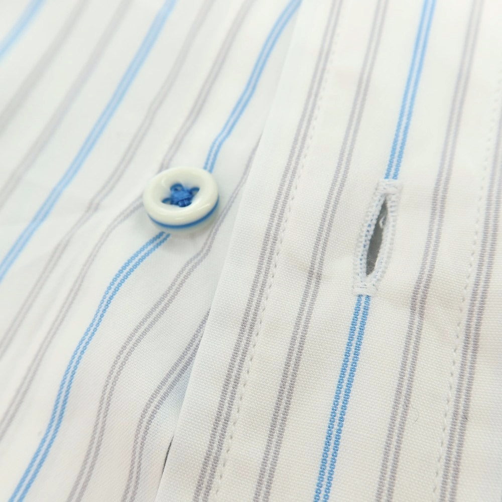 【中古】ニューヨーカー NEWYORKER コットン系 ストライプ ボタンダウン ドレスシャツ ホワイトxブルー【サイズXL】【 状態ランクB 】【 メンズ 】