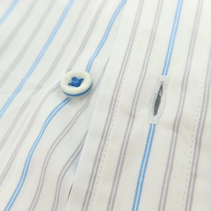 【中古】ニューヨーカー NEWYORKER コットン系 ストライプ ボタンダウン ドレスシャツ ホワイトxブルー【サイズXL】【 状態ランクB 】【 メンズ 】