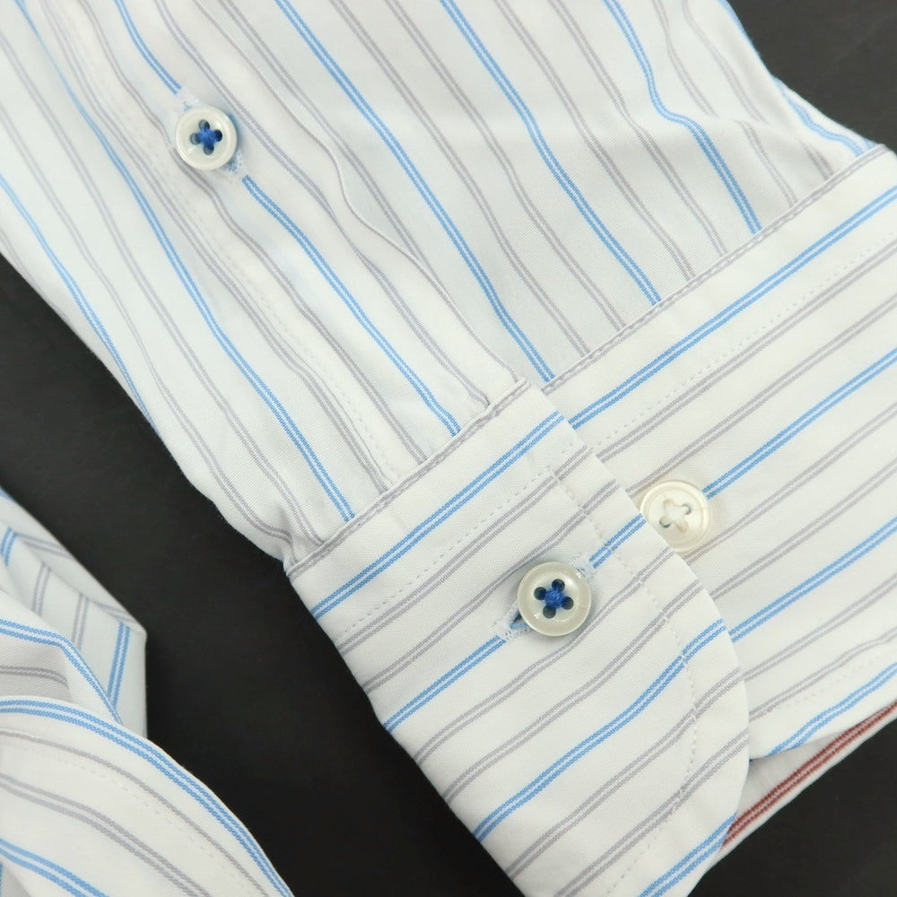【中古】ニューヨーカー NEWYORKER コットン系 ストライプ ボタンダウン ドレスシャツ ホワイトxブルー【サイズXL】【 状態ランクB 】【 メンズ 】 [CPD]