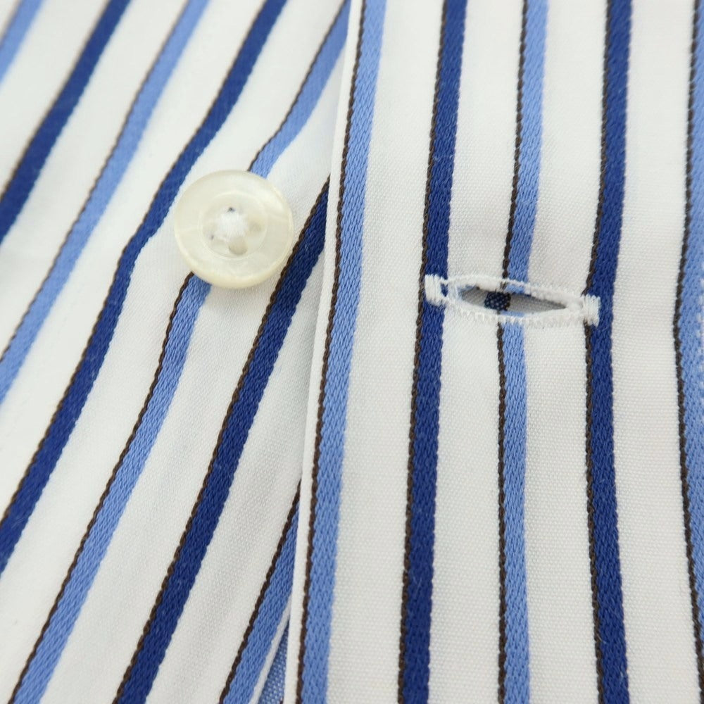 【中古】ポールスチュアート PAUL STUART コットン ストライプ ボタンダウン ドレスシャツ ホワイトxブルー【サイズLL】【 状態ランクB 】【 メンズ 】