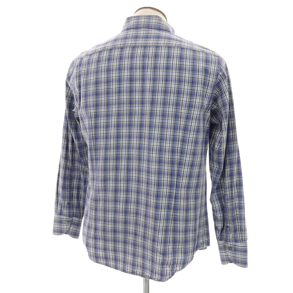 【中古】ポールスチュアート PAUL STUART コットン チェック ボタンダウン カジュアルシャツ グレーxブルー【サイズXL】【 状態ランクB 】【 メンズ 】