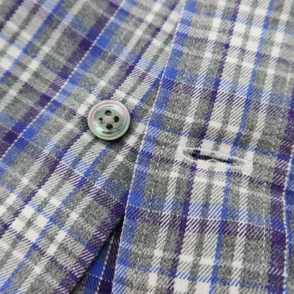 【中古】ポールスチュアート PAUL STUART コットン チェック ボタンダウン カジュアルシャツ グレーxブルー【サイズXL】【 状態ランクB 】【 メンズ 】