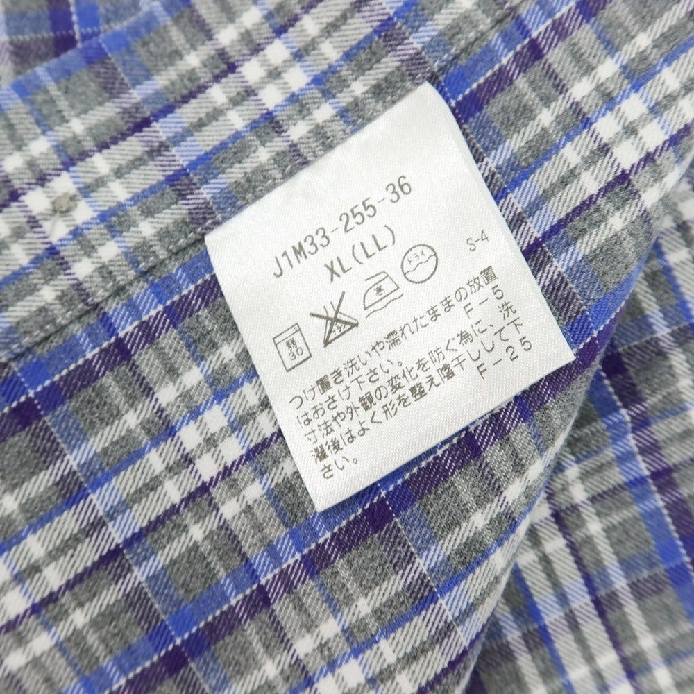 【中古】ポールスチュアート PAUL STUART コットン チェック ボタンダウン カジュアルシャツ グレーxブルー【サイズXL】【 状態ランクB 】【 メンズ 】 [CPD]