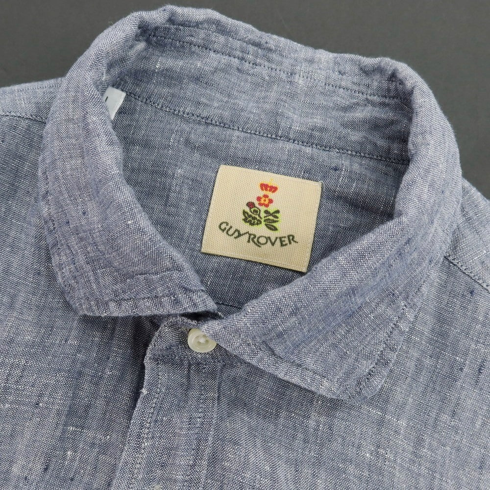 【中古】ギローバー GUY ROVER リネン ワイドカラー カジュアルシャツ ネイビー【サイズL】【 状態ランクC 】【 メンズ 】