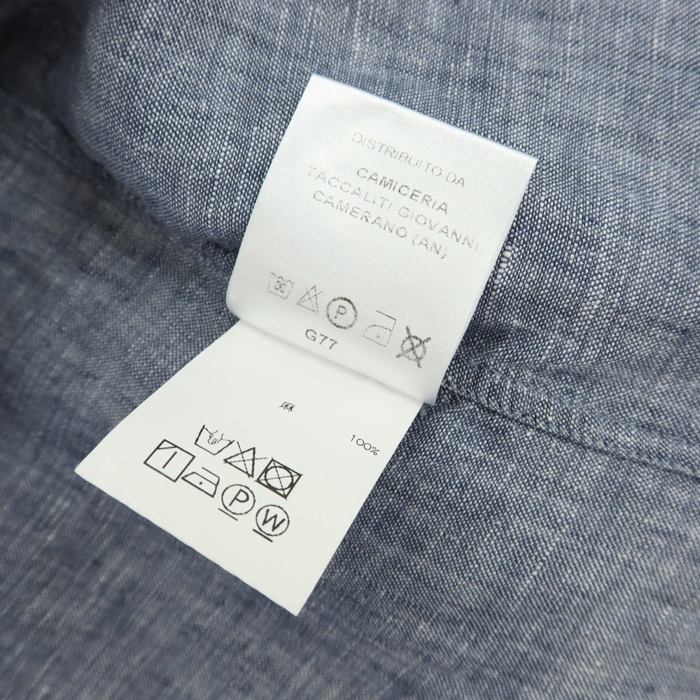 【中古】ギローバー GUY ROVER リネン ワイドカラー カジュアルシャツ ネイビー【サイズL】【 状態ランクC 】【 メンズ 】