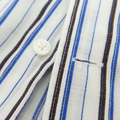 【中古】インターメッツォ INTERMEZZO コットンポリエステル ストライプ ホリゾンタルカラー 半袖シャツ ホワイトxブルー【サイズLL】【 状態ランクB 】【 メンズ 】