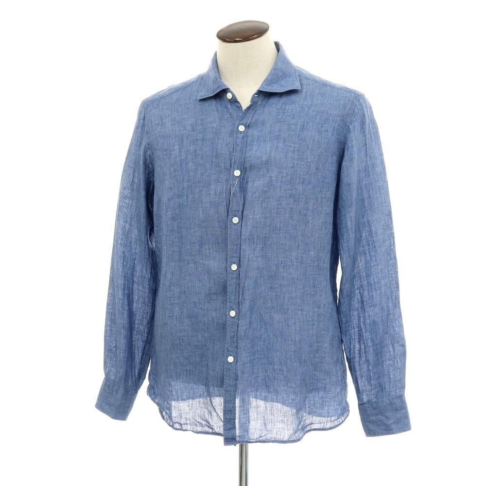 【中古】フェアファクス FAIRFAX リネン カジュアルシャツ ネイビーブルー【サイズLL】【 状態ランクC 】【 メンズ 】