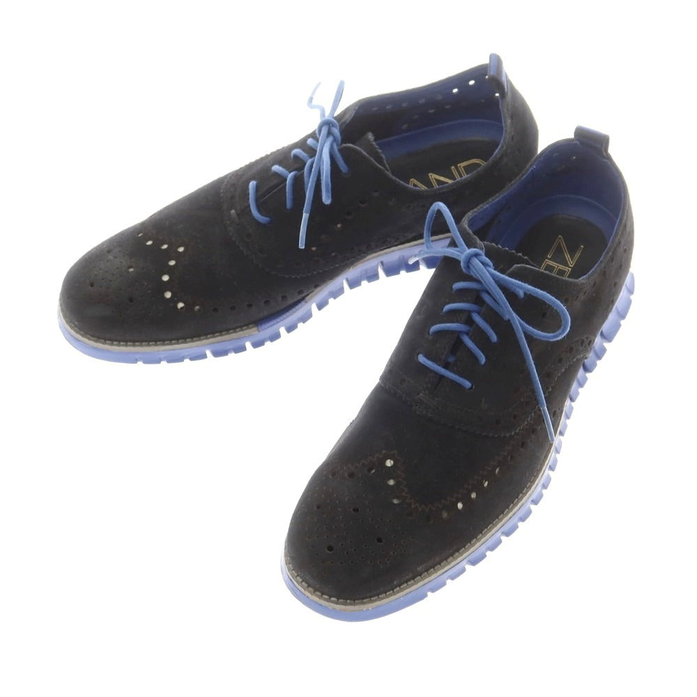 【中古】コールハーン COLE HAAN ZEROGRAND ウイングチップ スニーカー ブラックxブルー【 10 1/2M 】【 状態ランクC 】【 メンズ 】