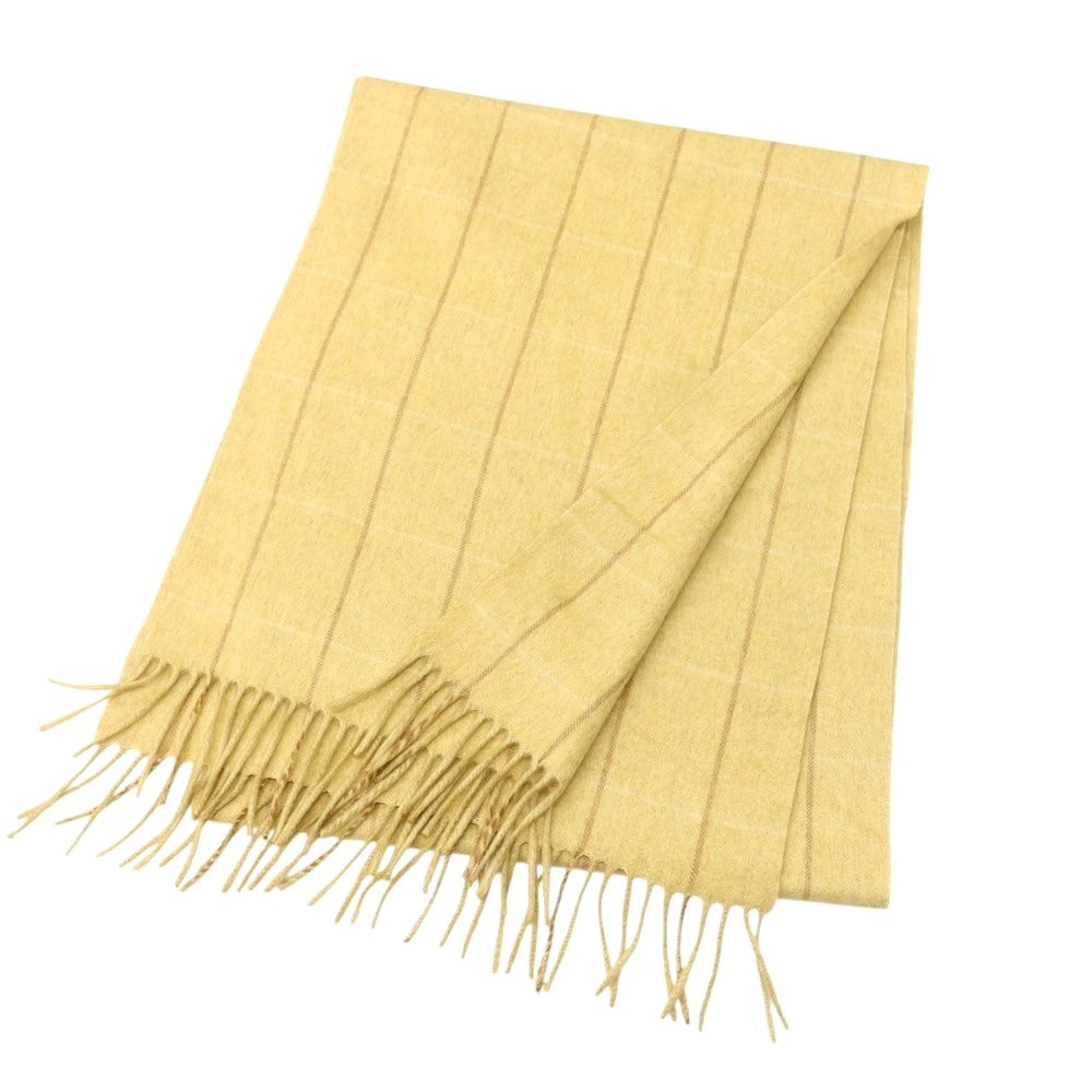 【中古】エルメネジルドゼニア Ermenegildo Zegna カシミヤ チェック マフラー イエロー【 状態ランクB 】【 メンズ 】