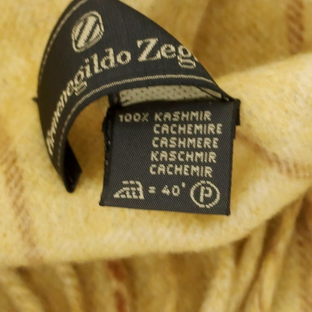 【中古】エルメネジルドゼニア Ermenegildo Zegna カシミヤ チェック マフラー イエロー【 状態ランクB 】【 メンズ 】