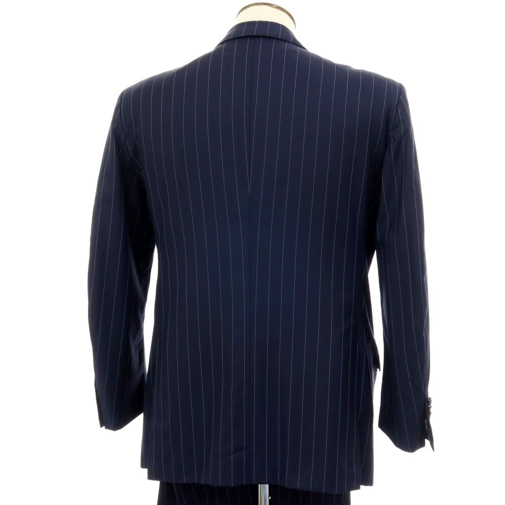 【中古】ロンドンハウス London House  ウール ストライプ ダブルスーツ ネイビー【 サイズ表記なし（L位） 】【 状態ランクB 】【 メンズ 】 [APD]
