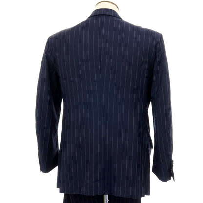 【中古】ロンドンハウス London House ウール ストライプ ダブルスーツ ネイビー【サイズ表記なし（L位）】【 状態ランクB 】【 メンズ 】