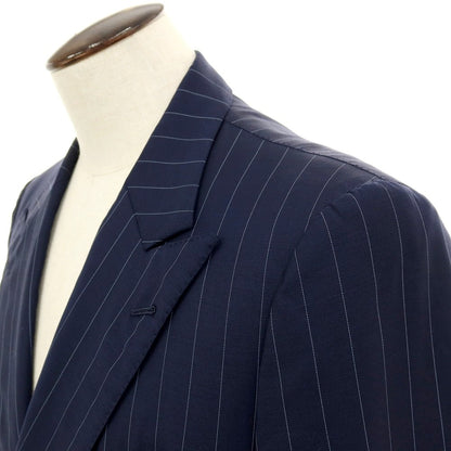 【中古】ロンドンハウス London House ウール ストライプ ダブルスーツ ネイビー【サイズ表記なし（L位）】【 状態ランクB 】【 メンズ 】