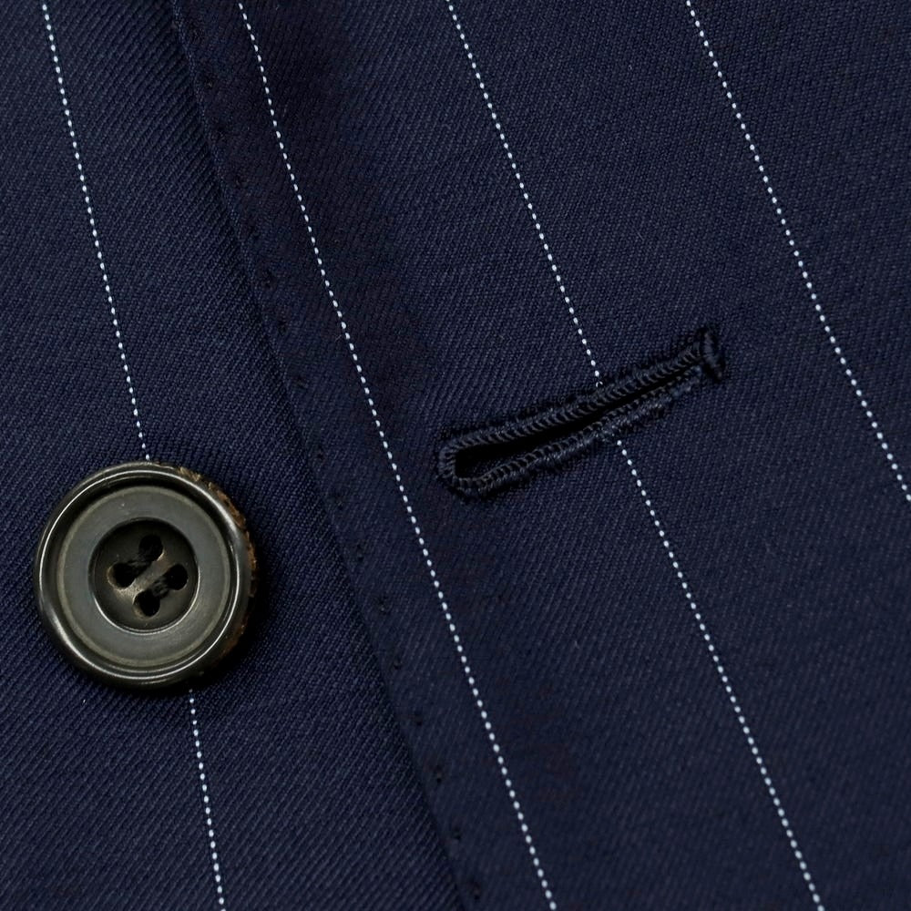 【中古】ロンドンハウス London House ウール ストライプ ダブルスーツ ネイビー【サイズ表記なし（L位）】【 状態ランクB 】【 メンズ 】