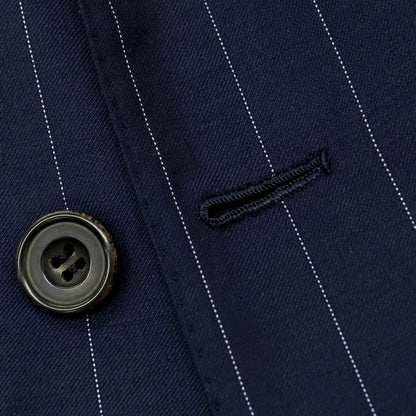 【中古】ロンドンハウス London House ウール ストライプ ダブルスーツ ネイビー【サイズ表記なし（L位）】【 状態ランクB 】【 メンズ 】